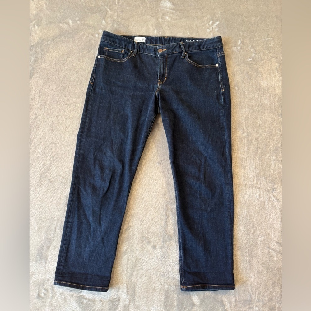 GAP 1969 Men’s Real Straight Jeans Dark Rinse Size 33 Stretch Denim